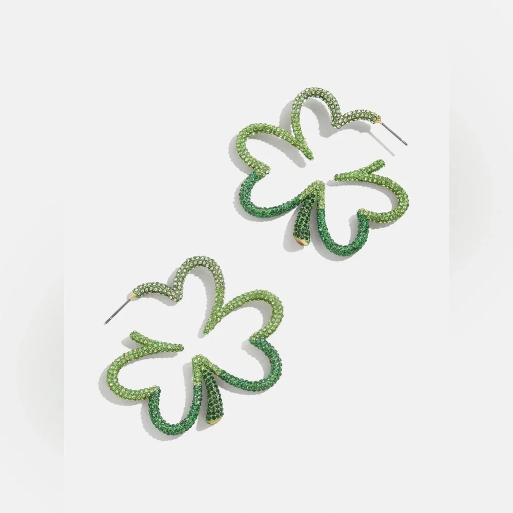 Betsey Johnson ombré  green Clover Earrings - Picture 3 of 5